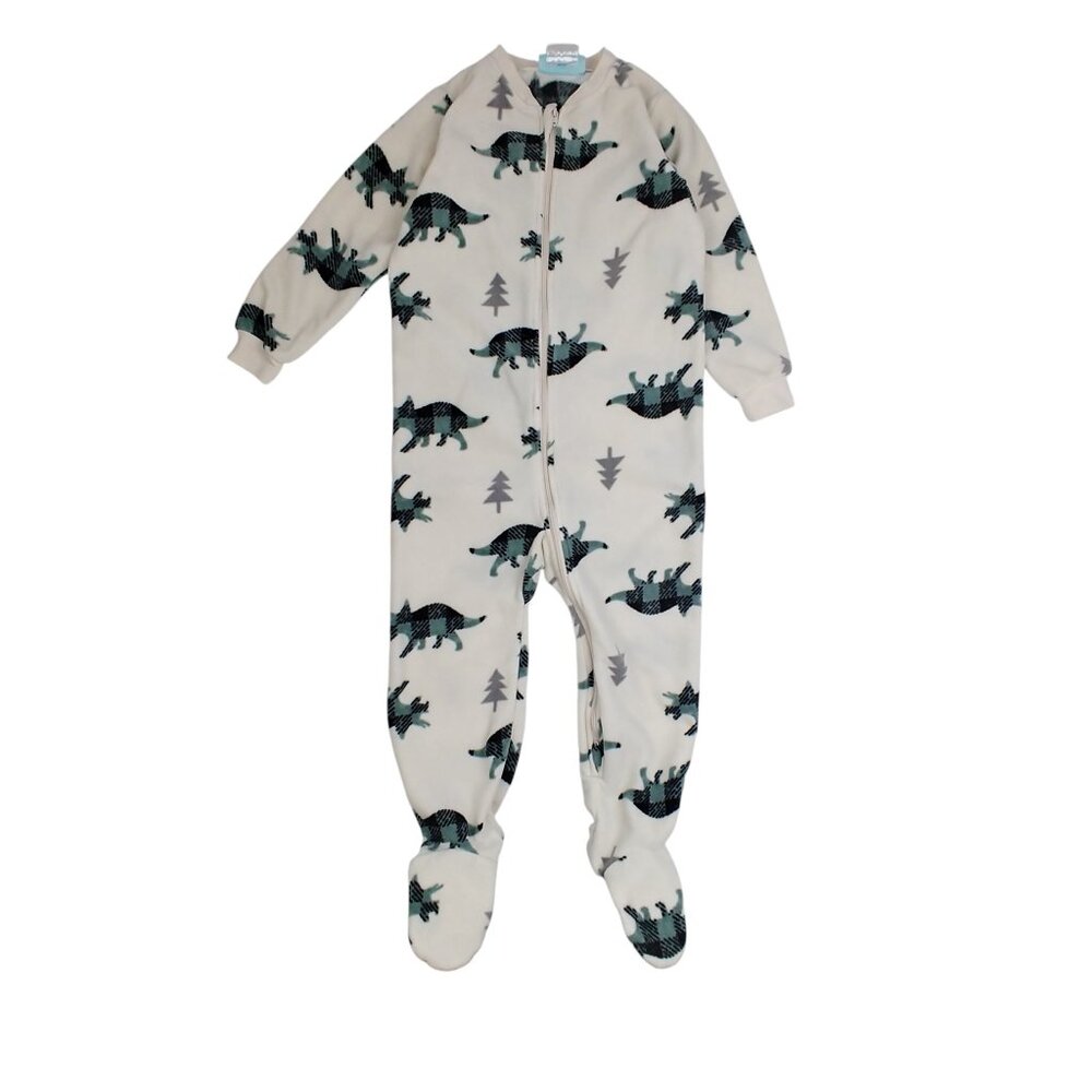 Pekkle Dino Fleece 2-Way Zip Footed Pajamas
